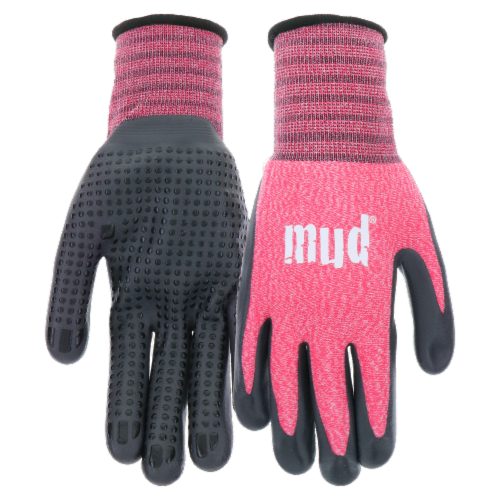 Mud Nitrile Dot Gloves - Palm Watermelon Perspective: front