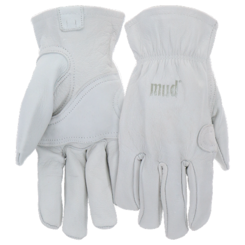 Mud Goatskin Leather Driver Gloves - White Perspective: front