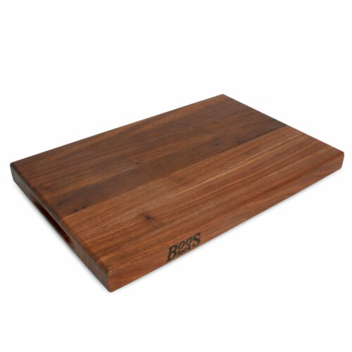 John Boos Walnut Wood Edge Grain Reversible Cutting Board, 18 x 12 x 1.5 Inches Perspective: front