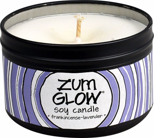 Zum Glow Frankincense-Lavender Soy Candle Perspective: front