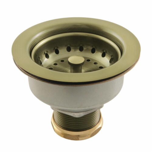 Kingston Brass K112AB Tacoma Snap-N-Tite Sink Basket Strainer, Antique Brass Perspective: front