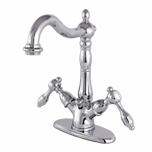 KS1431TAL Tudor Two-Handle Bathroom Faucet with Brass Pop-Up and Cover Plate, Polished Chrome Perspective: front