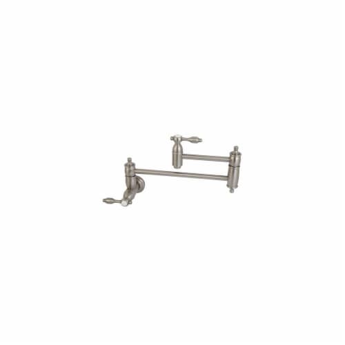 Kingston Brass KS3108TAL Tudor Wall Mount Pot Filler Kitchen Faucet, Brushed Nickel Perspective: front