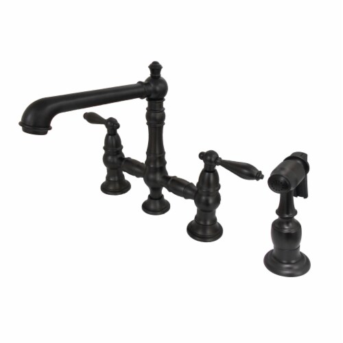 Kingston Brass KS7275ALBS English Country Kitchen Faucet with Side Sprayer, Oil Rubbed Bronze Perspective: front