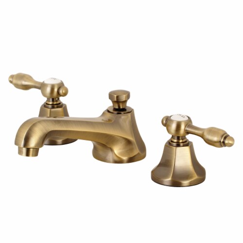 Kingston Brass KS4463TAL Tudor 8" Widespread Bathroom Faucet, Antique Brass Perspective: front