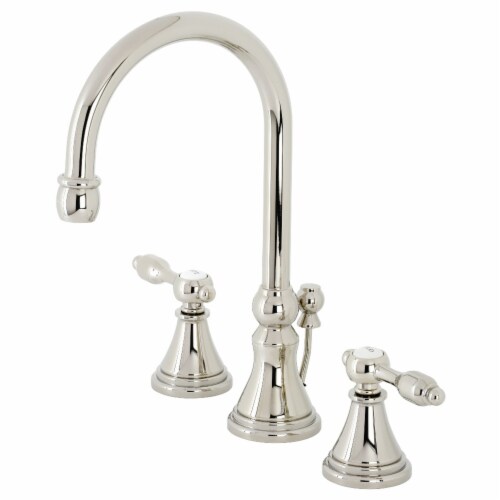 Kingston Brass KS2986TAL Tudor Widespread Bathroom Faucet with Brass Pop-Up, Polished Nickel Perspective: front