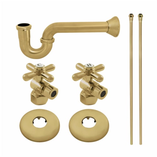 Plumbing Supply Kit with 1-1/2  P-Trap - 1/2  IPS Inlet x 3/8  Comp Oulet, Brushed Brass Perspective: front