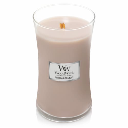 Woodwick® Vanilla & Sea Salt Large Hourglass Jar Candle Perspective: front