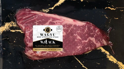 W.Black Wagyu Beef Striploin Steak Perspective: front