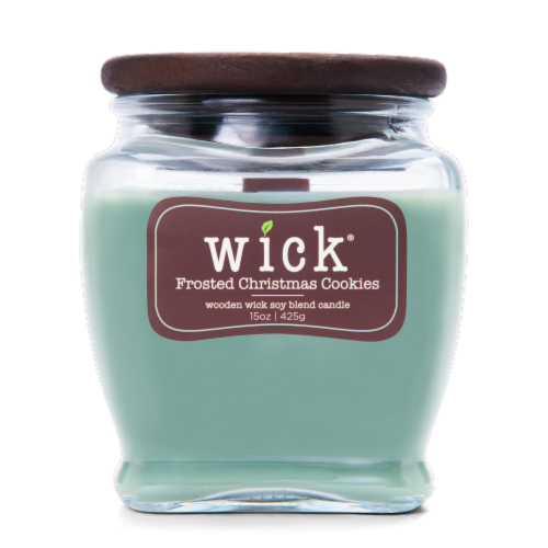 Wick® Frosted Christmas Cookie Wooden Wick Soy Blend Candle - Mint Perspective: front