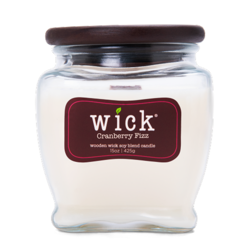 Wick® Cranberry Fizz Wooden Wick Soy Blend Candle - White Perspective: front