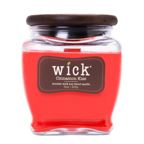 Wick® Cinnamon Kiss Wooden Wick Soy Blend Candle - Red Perspective: front