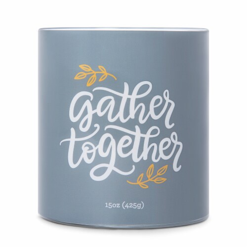 Carolina Harvest Sayings Gather Together Candle - Blue Perspective: front