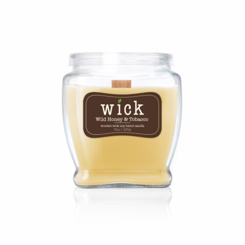 Wick® Wild Honey & Tobacco Wooden Wick Soy Blend Candle - Yellow Perspective: front
