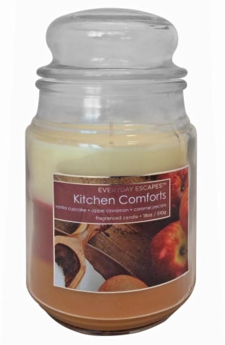 Everyday Escapes Kitchen Comforts Tri-Layer Jar Candle - 18 Ounce - Brown/Red/Cream Perspective: front