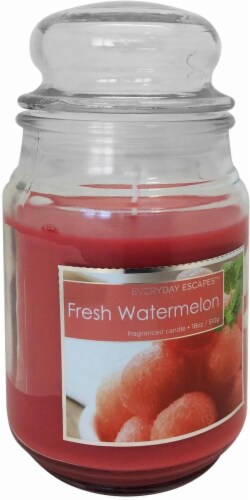 Everyday Escapes™ Watermelon Jar Candle - 18 Ounce - Dark Pink Perspective: front