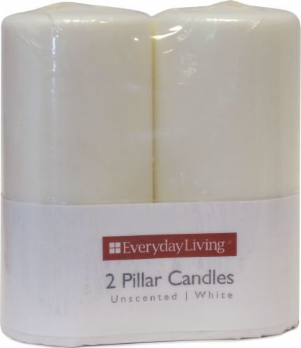 Everyday Living® Unscented Pillar Candle - 2 Pack - White Perspective: front