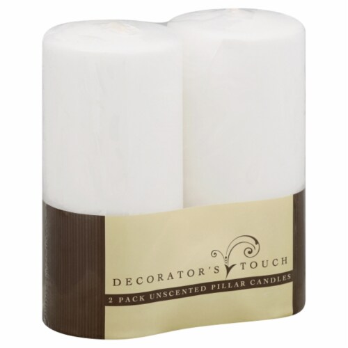 Wick Decorator’s Touch Unscented Pillar Candles  – 2 pk Perspective: front