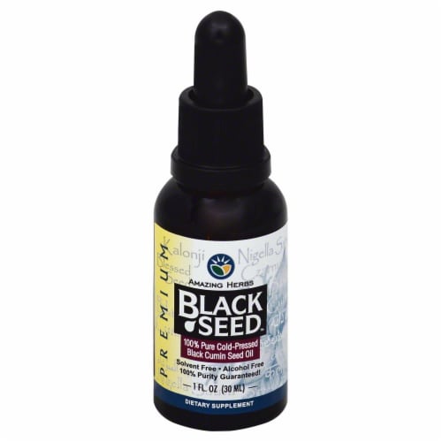 Amazing Herbs Premium Cold Pressed Black Cumin Seed Oil Perspective: front