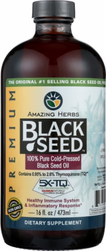 Amazing Herbs Premium Cold Pressed Black Cumin Seed Oil Perspective: front