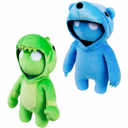 Gang Beasts Green Dragon Blue Bear Plush 10  Doll Video Gaming Character Bundle Set PMI Perspective: front