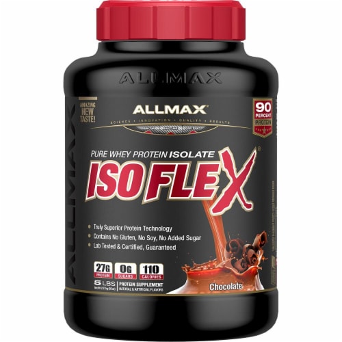 ALLMAX Nutrition IsoFlex Chocolate Flavored Pure Whey Protein Isolate Perspective: front