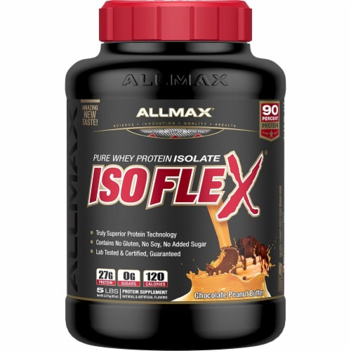 ALLMAX Nutrition IsoFlex Peanut Butter Chocolate Flavored Pure Whey Protein Isolate Perspective: front