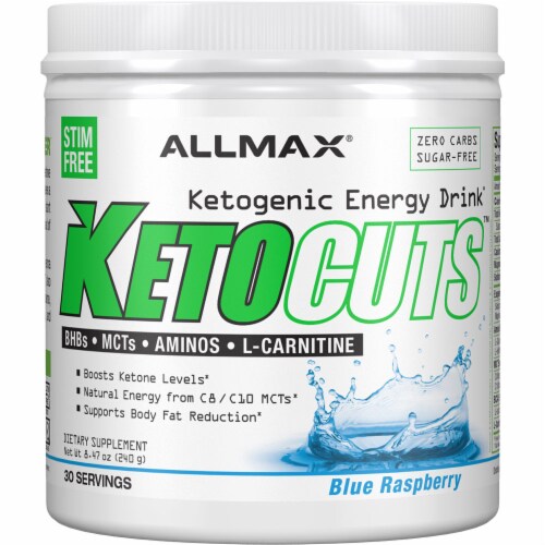 ALLMAX Nutrition® Ketocuts™ Blue Raspberry Dietary Supplement Perspective: front