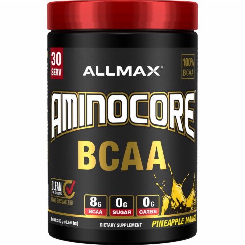 ALLMAX Nutrition® Aminocore™ BCAA Pineapple Mango Dietary Supplement Perspective: front
