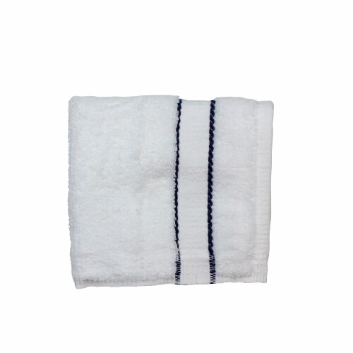 American Heritage Wash Cloth - White/Medieval Blue Stripe Perspective: front