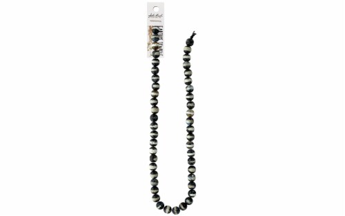 John Bead EJ SP 16  8mm Tibetan Dzi Rnd Str Bl/W Perspective: front