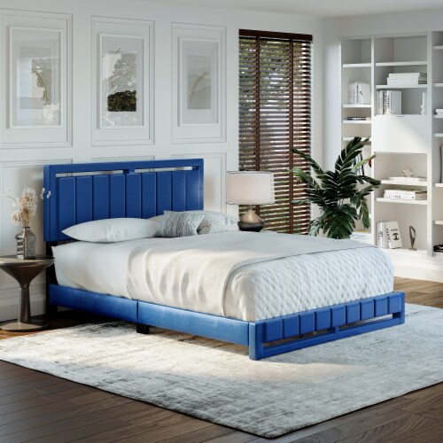 Faux leather platform bed king hotsell