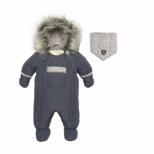 One Piece Baby Snowsuit Grey