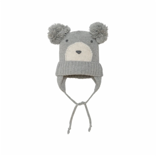 Baby Earflap Winter Hat Grey Mix Perspective: front