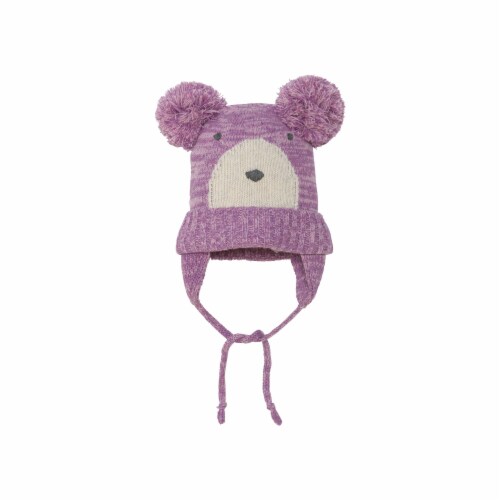 Baby Earflap Winter Hat Purple Mix Perspective: front