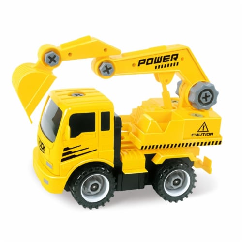 AZImport T29A Take A-Part Construction Truck with 4 Different Forms, Dump Truck, Crane, Cemen Perspective: front
