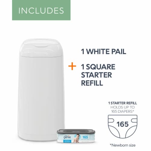 Diaper Genie® Classic Square Diaper Pail with Refill Perspective: front