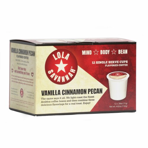 Lola Savannah® Vanilla Cinnamon Pecan Light Roast Coffee Pods Perspective: front