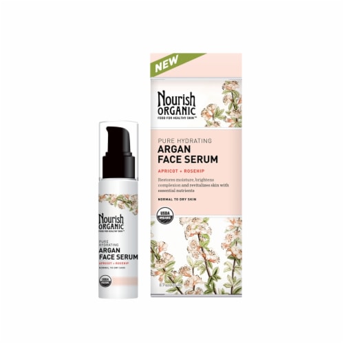 Nourish Organic Pure Hydrating Argan Face Serum Apricot + Rosehip Perspective: front