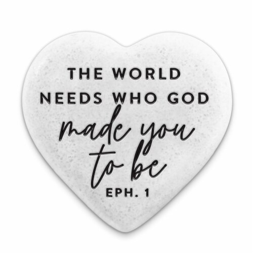 Dicksons 40749 2.25 x 0.5 in. Unisex Stone Heart Who God Made You Scripture, White - One Size Perspective: front