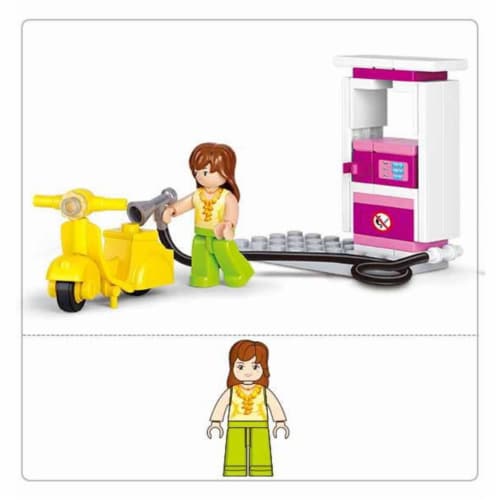 Sluban 518  Girls Dream Gas Station Building Brick Kit (37 pcs) Perspective: front