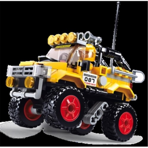 Sluban 663A Car Club Yellow Offroad Jeep Building Brick Kit (149 pcs) Perspective: front