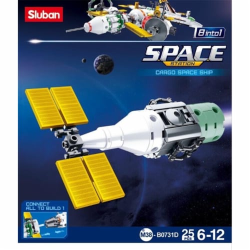 Sluban 731D SPACE - Cargo Space Ship Building Brick Kit (61pcs) Perspective: front