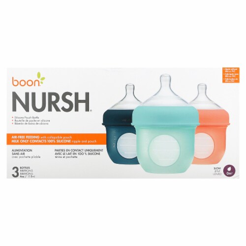 Boon Nursh Silicone Pouch Bottle 0m Slow 3 bottles 4 oz 118 ml