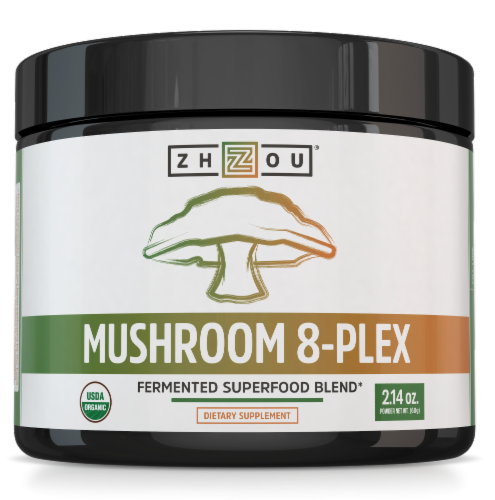 Zhou Mushroom 8-Plex Fermented Superfood Blend Perspective: front