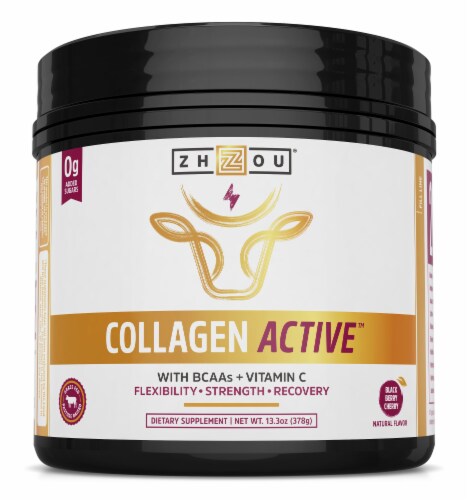 Zhou Collagen Active Black Cherry Flavor Collagen Powder Perspective: front