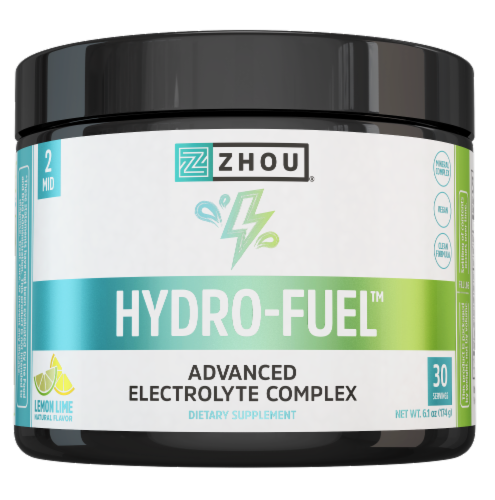 Zhou® Lemon Lime Hydro-Fuel Advanced Electrolyte Complex Powder Perspective: front