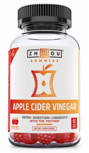 Zhou Apple Cider Vinegar Harvest Apple Flavor Vegan Gummies Perspective: front