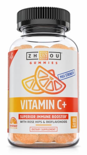 Zhou Vitamin C+ Orange Blast Flavor Gummy Dietary Supplement Perspective: front