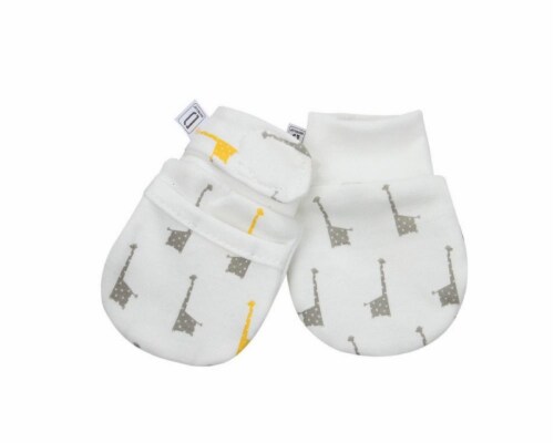 Darlyng & Co.'s  Newborn Baby Mittens (0-6 months)(White Giraffe) Perspective: front